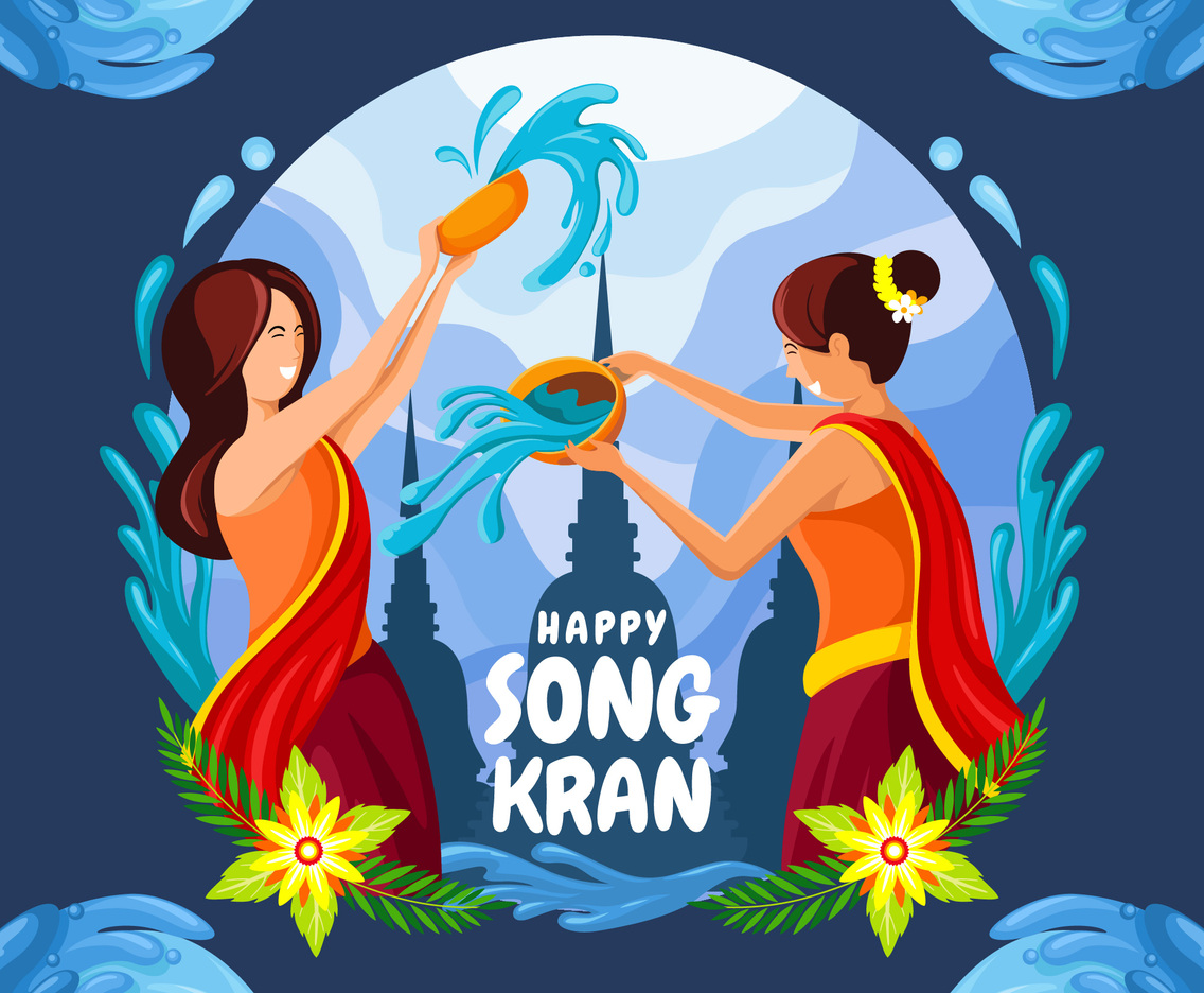 Two Women Playing Water at the Songkran