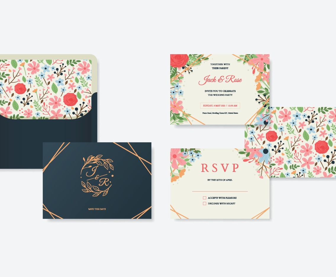 Beautiful Wedding RSVP Design Set