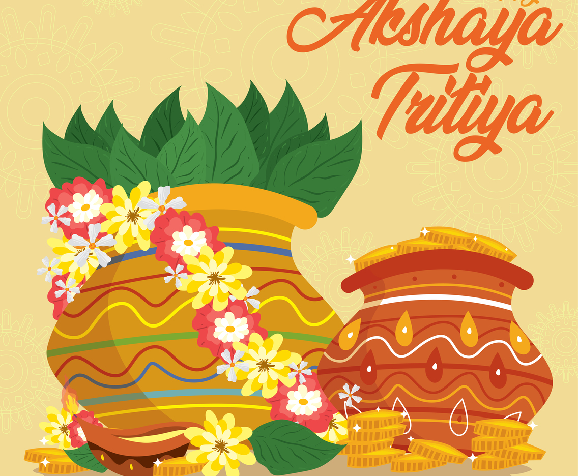 Happy Akshaya Tritiya with Yellow Background