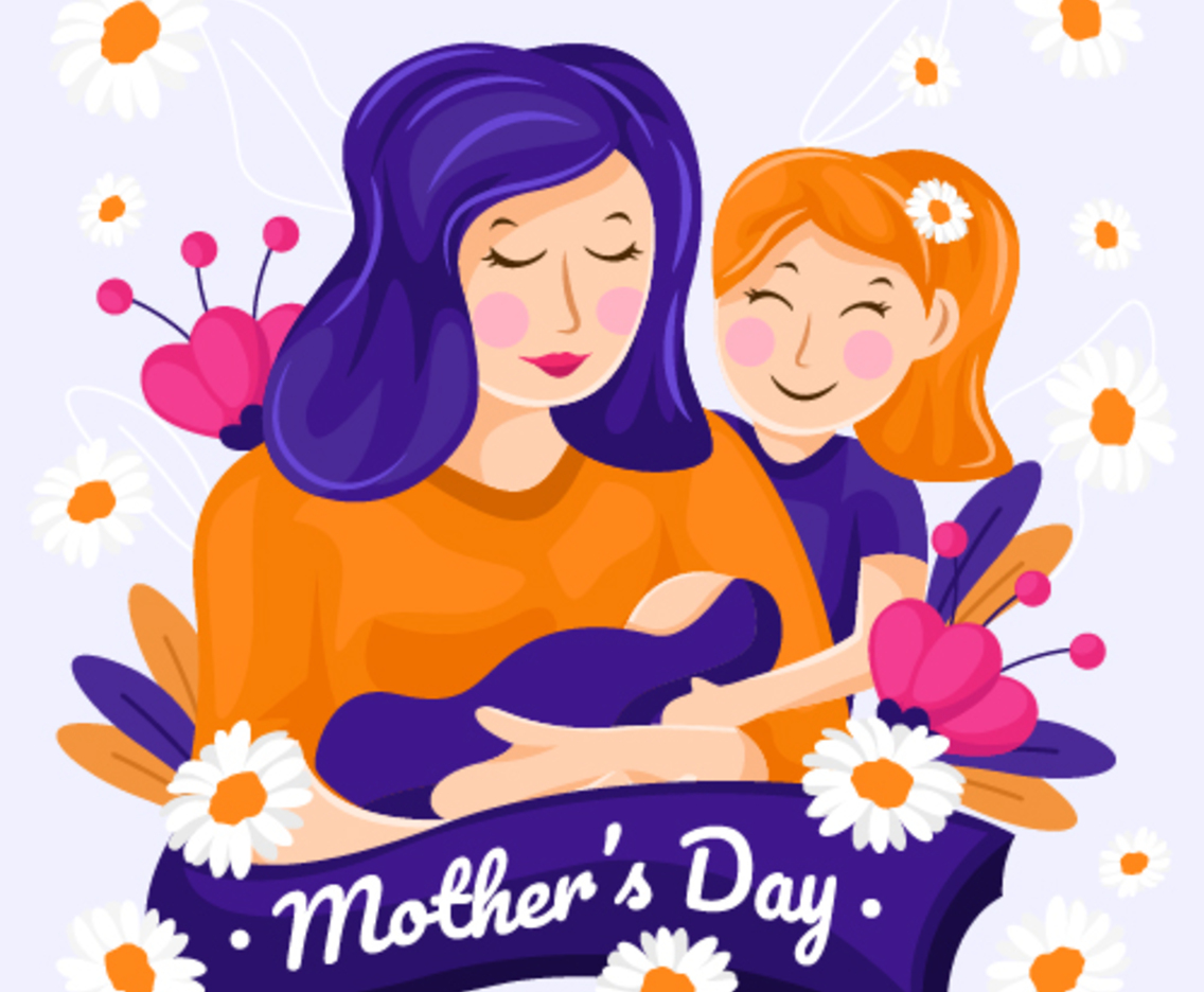 Mother Day with Family and Flowers