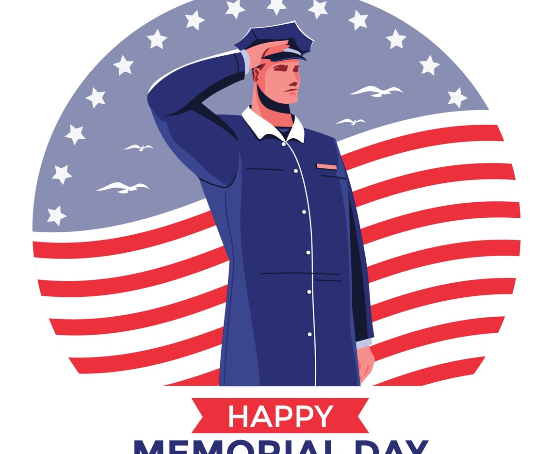 Soldier Saluting for Happy Memorial Day Concept