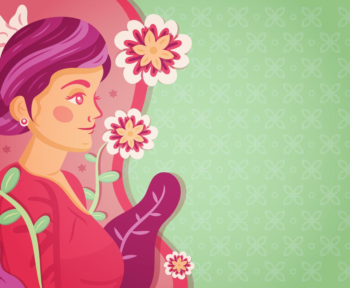 Kartini Wallpaper with Flower and Batik Pattern