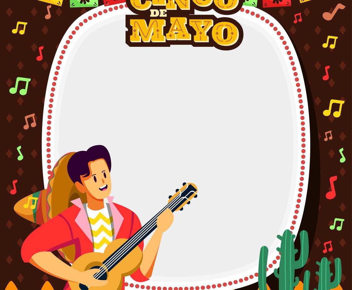 Guitar Man Singing in Cinco De Mayo Background