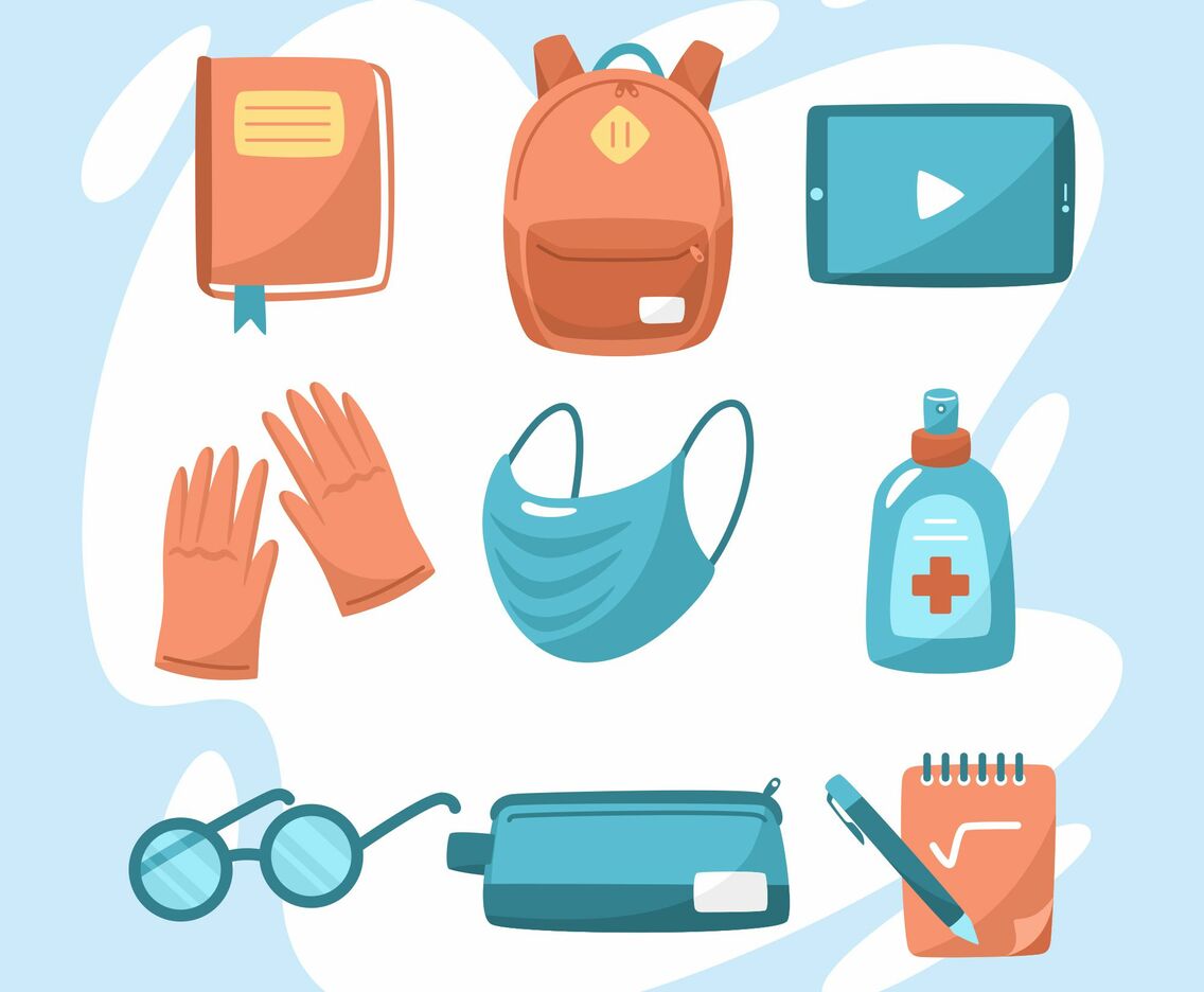 School Equipment in the New Normal Icon Set