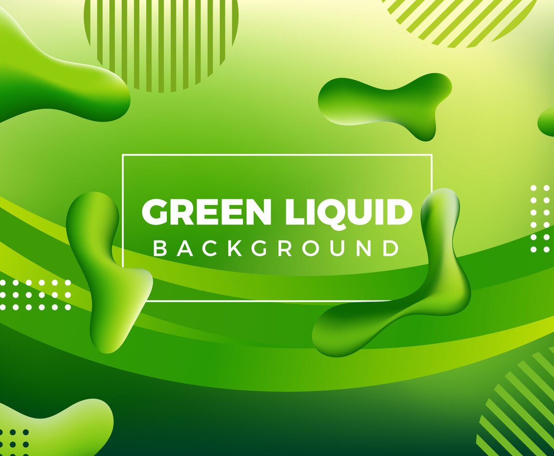 Green Background with Fluid Liquid Shapes