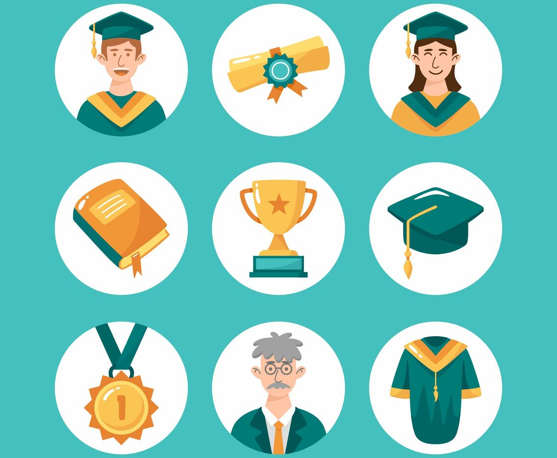 Bachelor Graduation Icon Collection