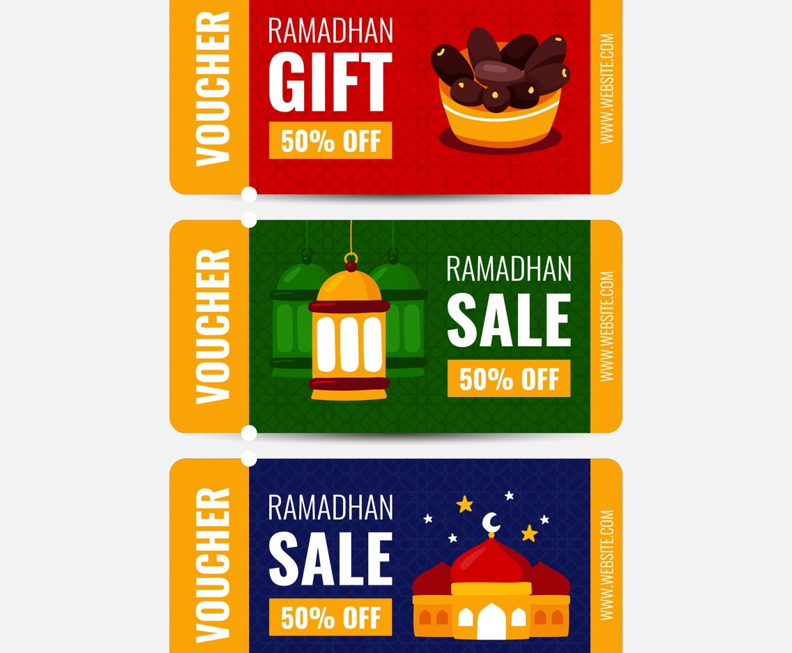 Ramadhan Voucher Gift with Colorful Background