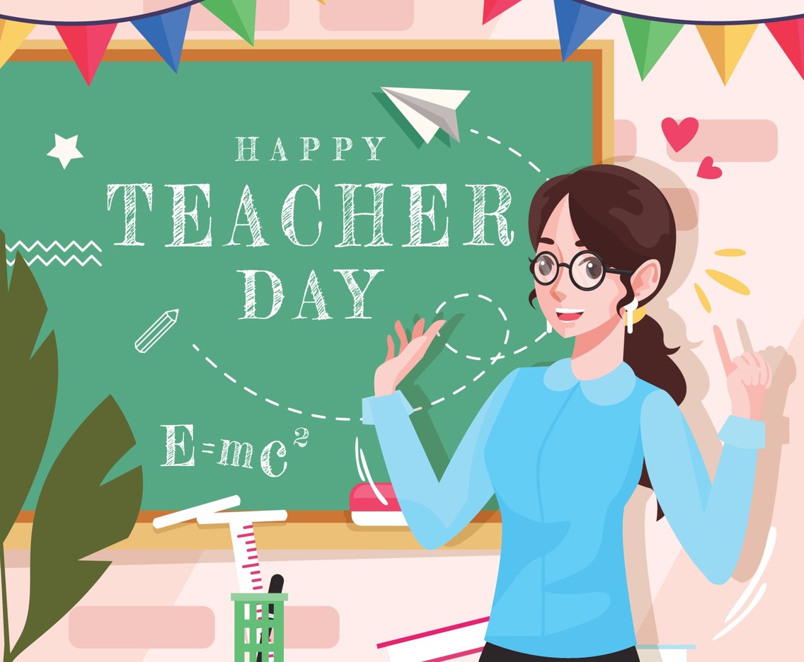 Happy Teacher Day with Cute Mrs.Teacher