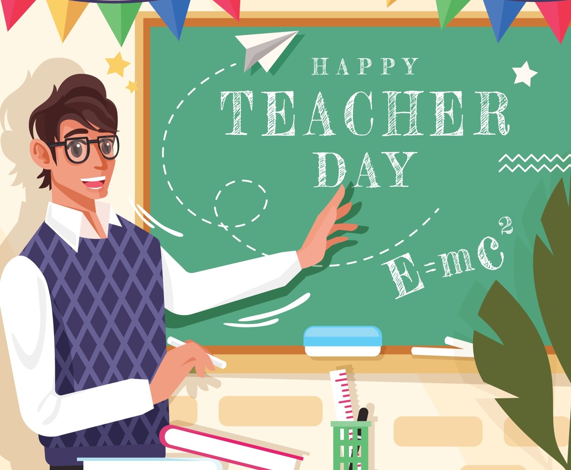 Happy Teacher Day with Cute Mr. Teacher