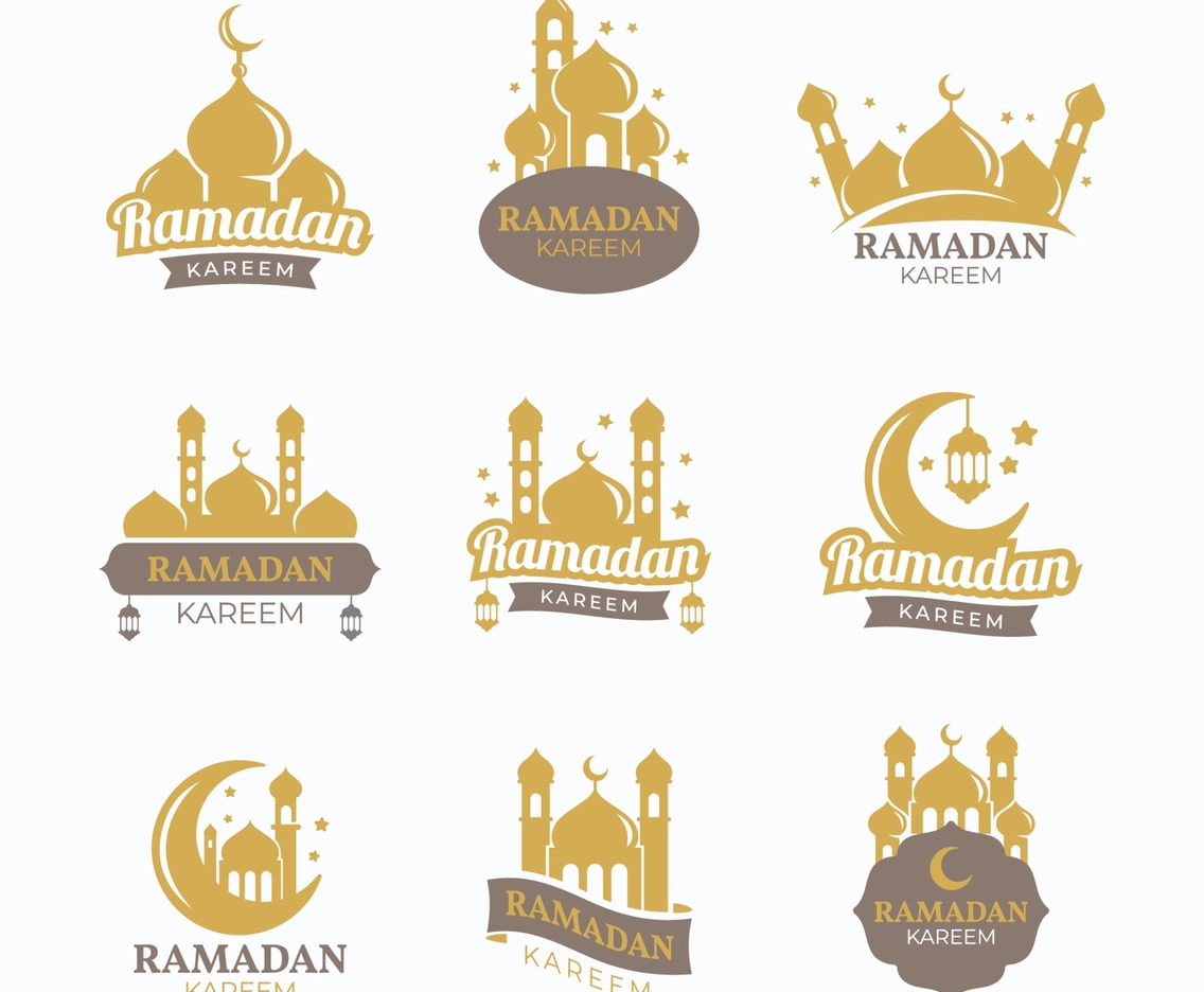 Set of Ramadan Kareem Badge With Mosque