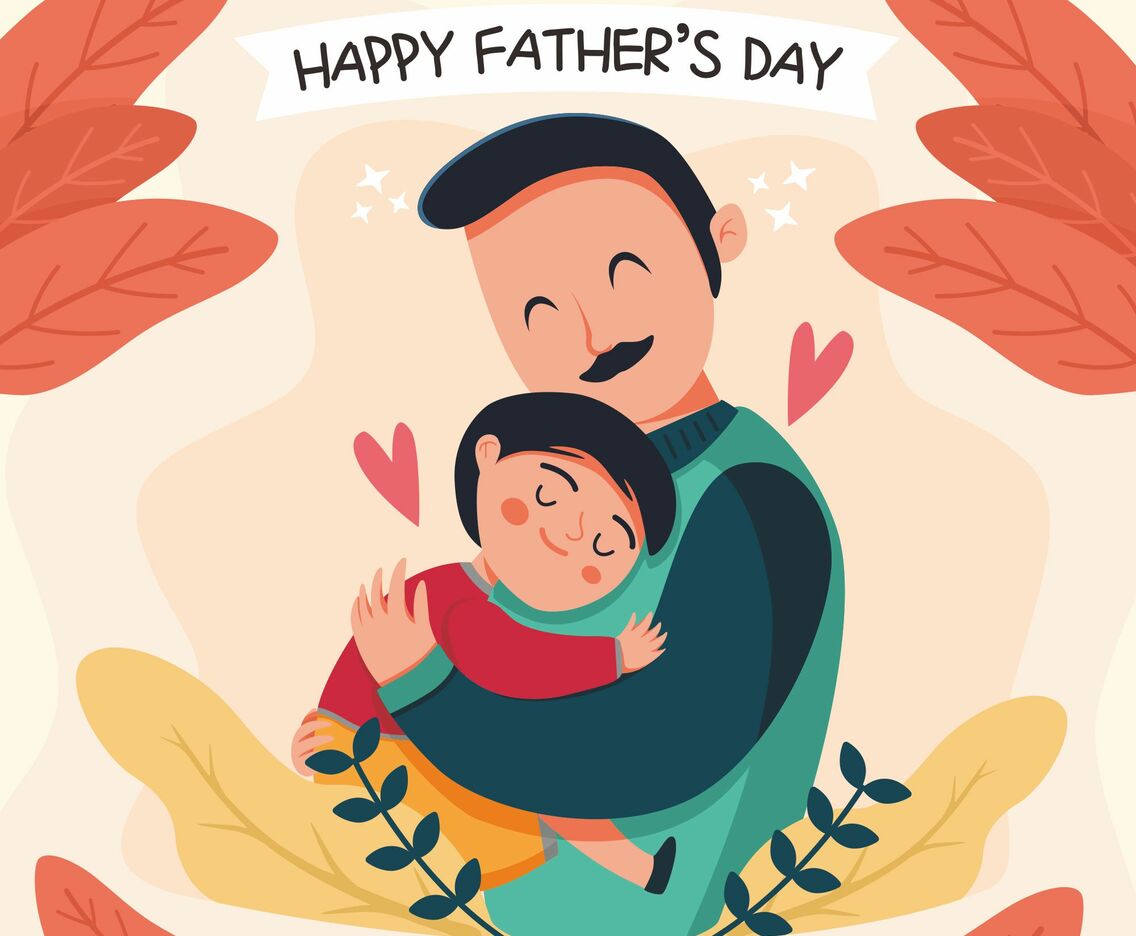 Father Hugs His Children in Father's Day Moments