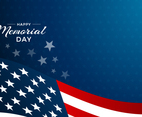 Memorial Day with American Flag and Star Background