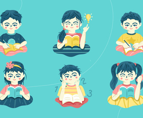 Children Reading Vector Art & Graphics | freevector.com