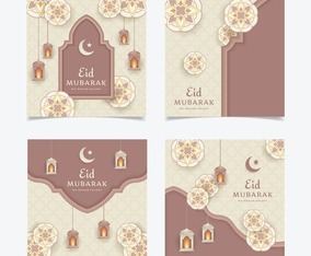 Eid Mubarak Social Media Post Set