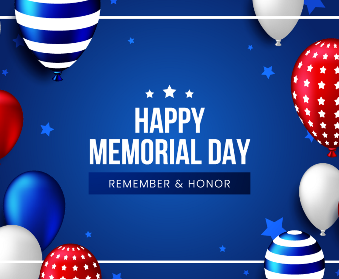 Happy Memorial Day with Realistic Balloons Background