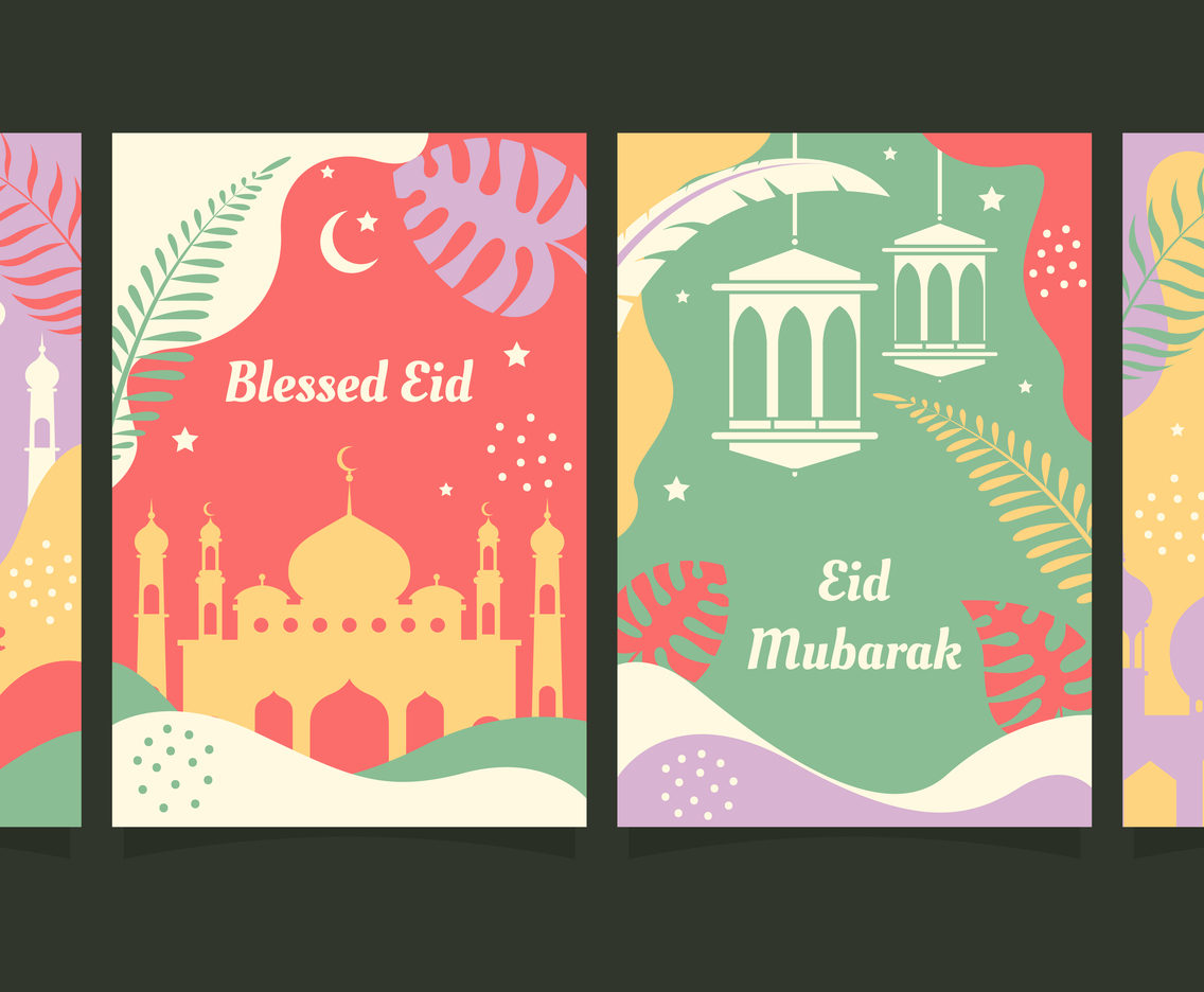 Eid Mubarak Greeting Card Design Set