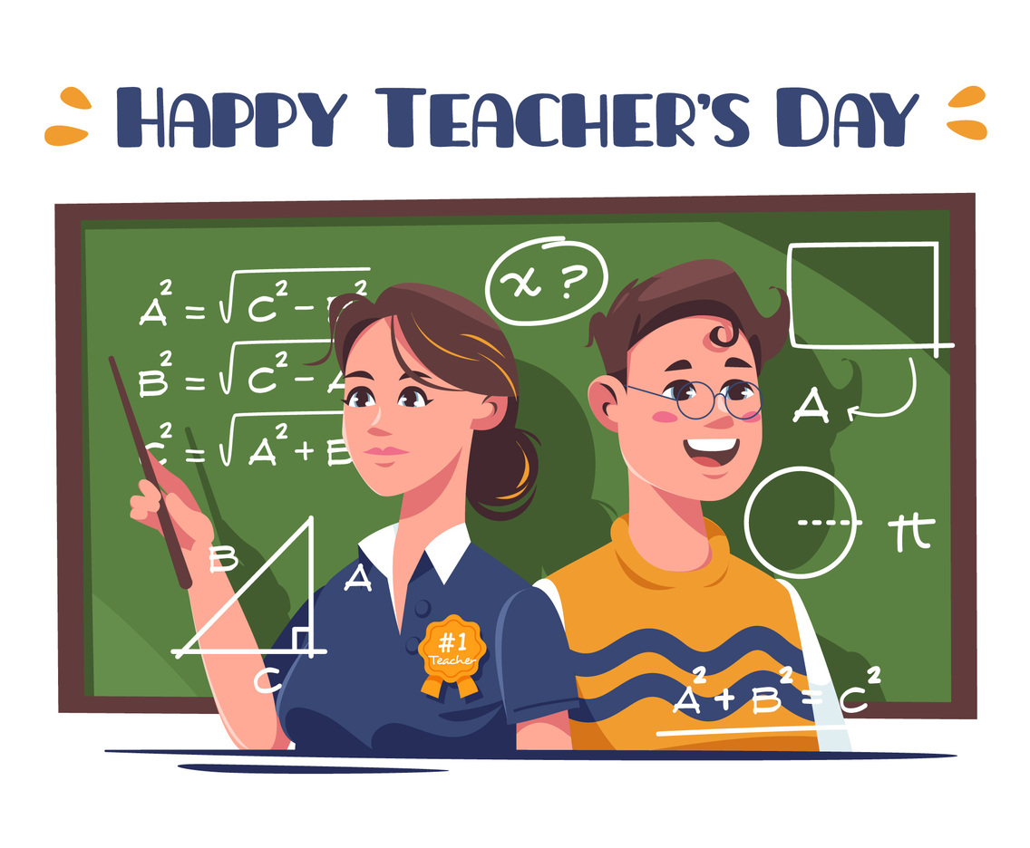Teacher's Day Festivity with Two Happy Teacher