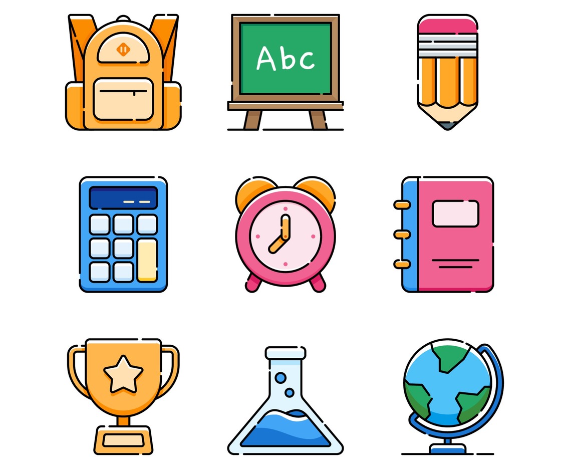 School Icon Set in Flat Design