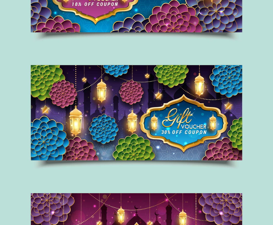 Eid Mubarak Colorful Gift Voucher Templates