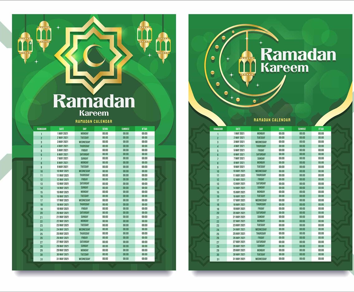 Green and Gold Ramadan Calendar