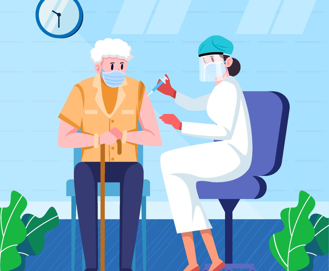 Old Man Do Covid-19 Vaccination Concept