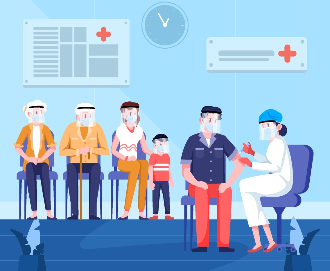 Family Waiting for Covid-19 Vaccine Concept