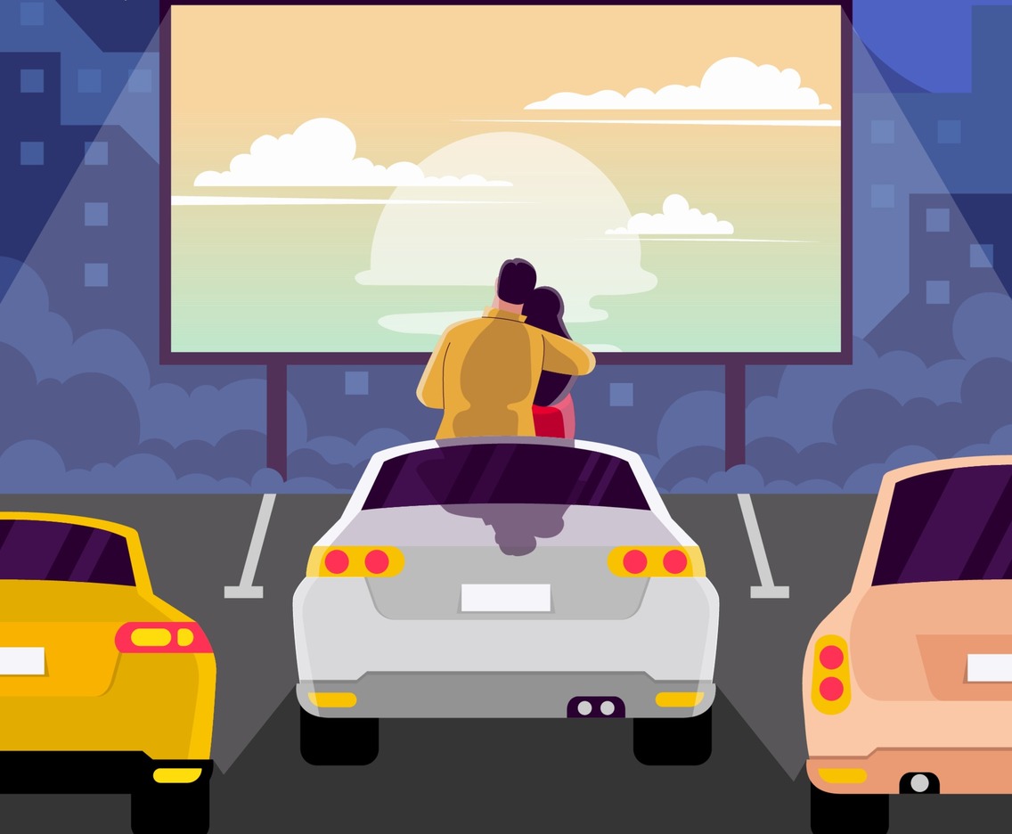 Couple Watching Romantic Drive in Movie