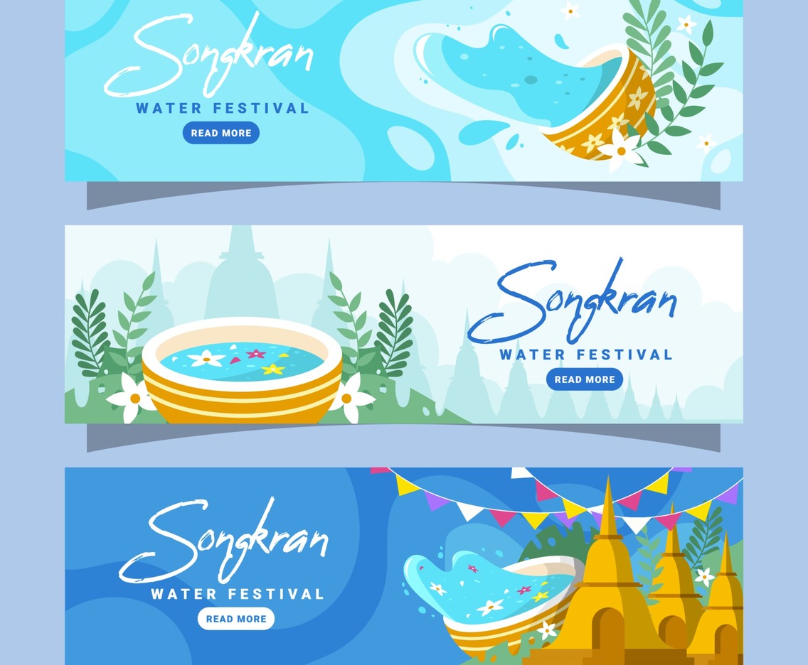 Songkran Water Festival Banner Collection