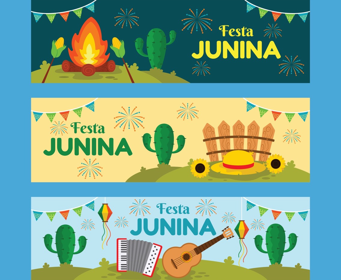 Set of Happy Festa Junina Banner