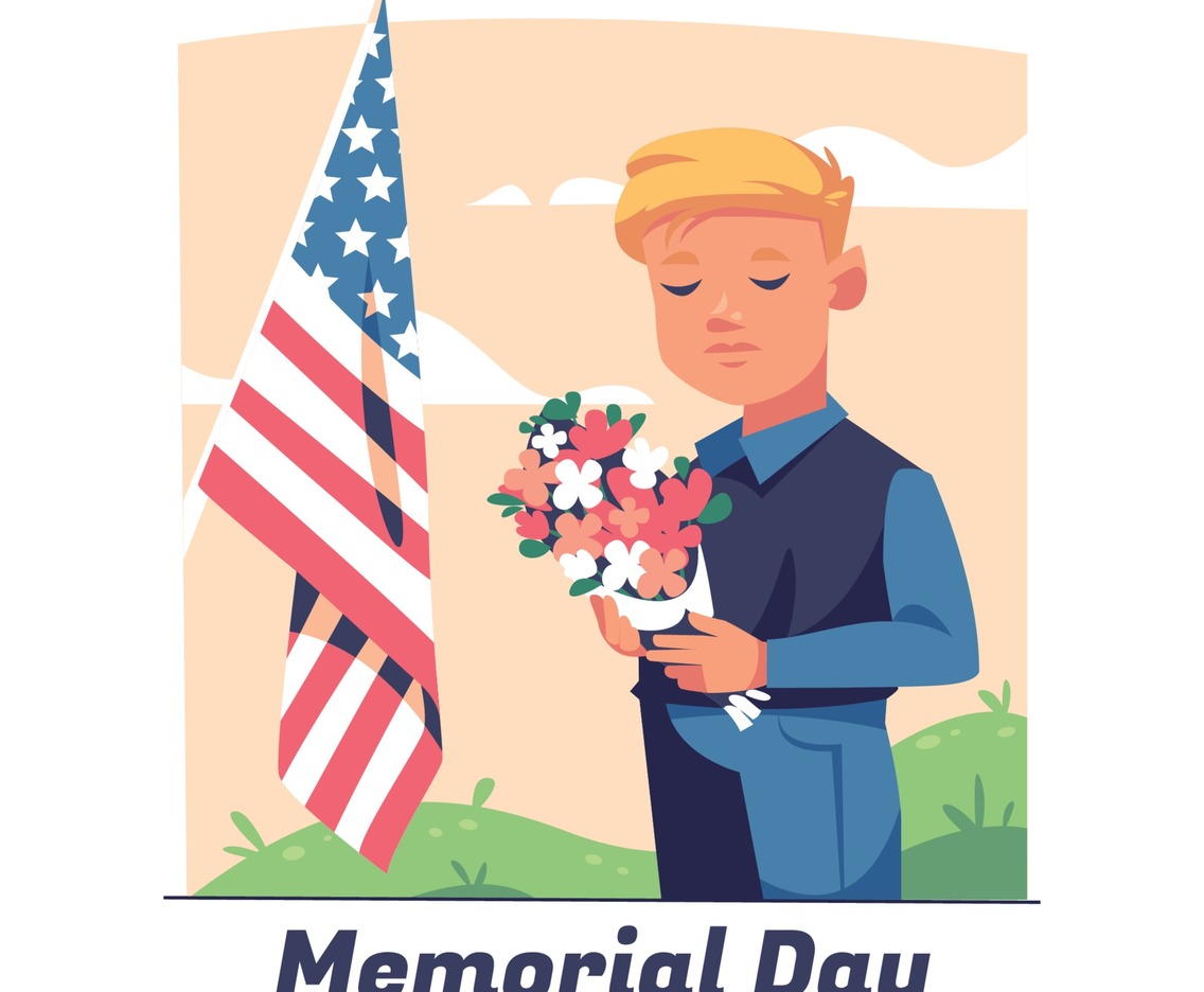 Memorial Day with Kid Doing Moment of Silence