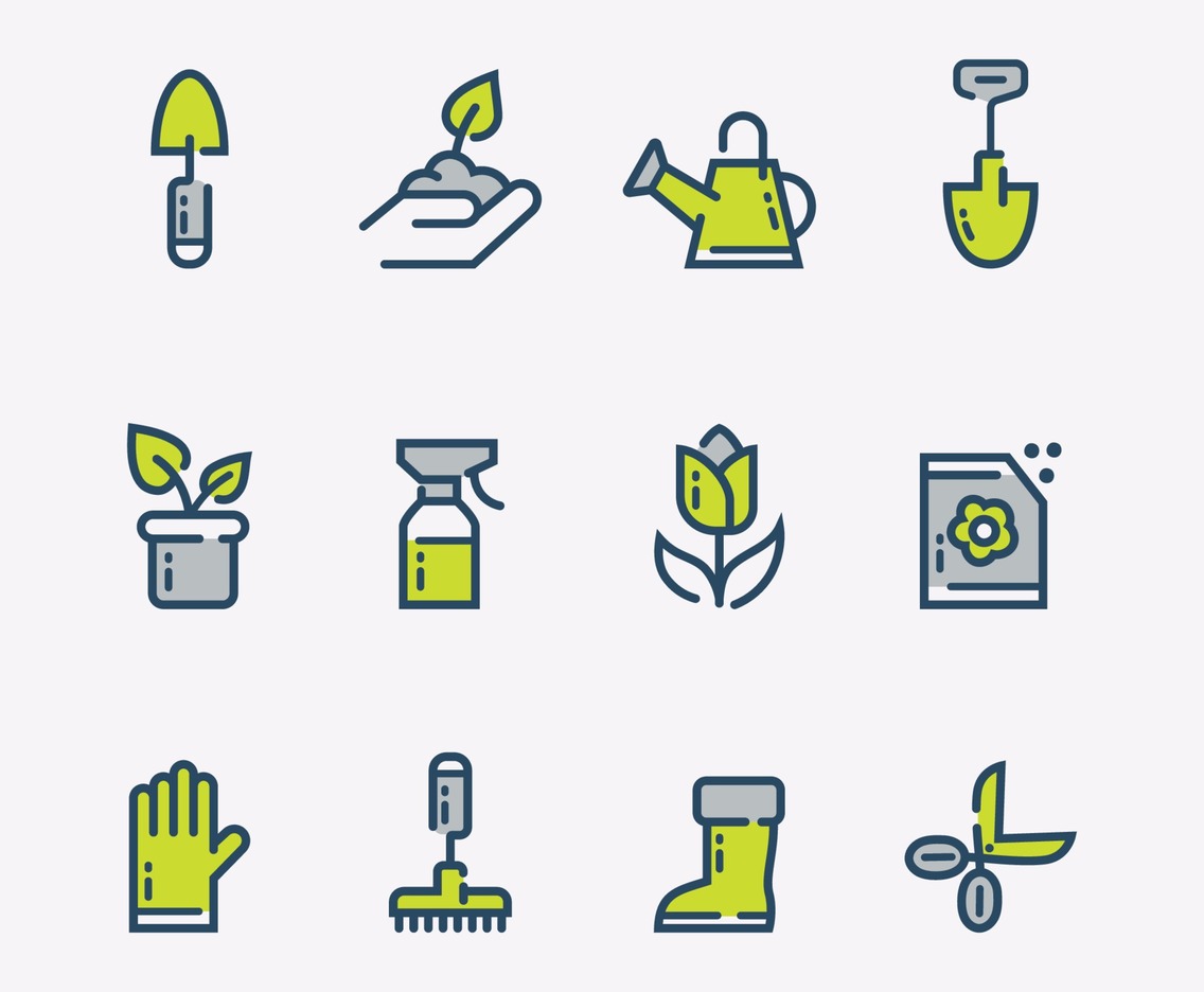 Set of Simple Garden Flower Icon