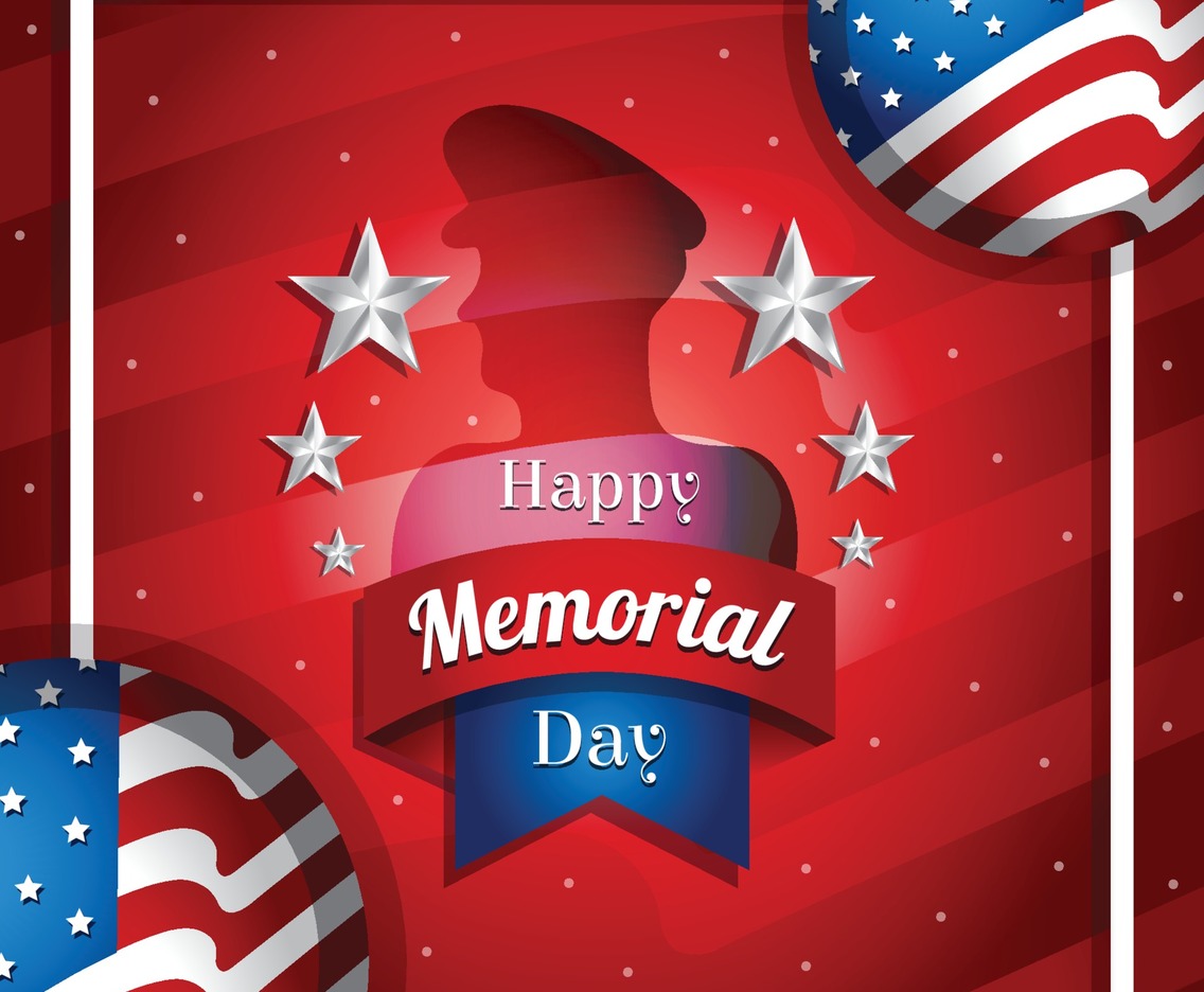 Happy Memorial Day with Flag and Soldier