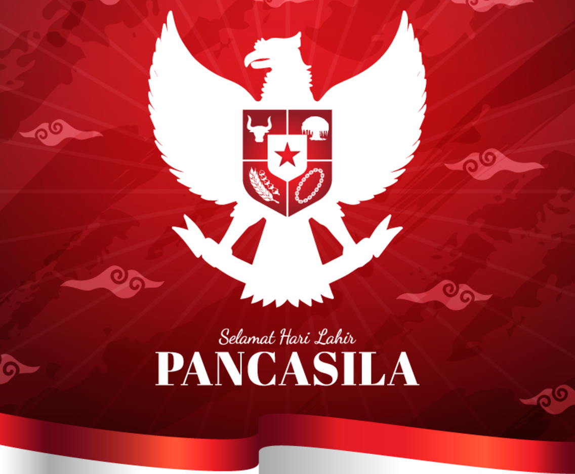 Hari Jadi Pancasila with Indonesian Flag Background