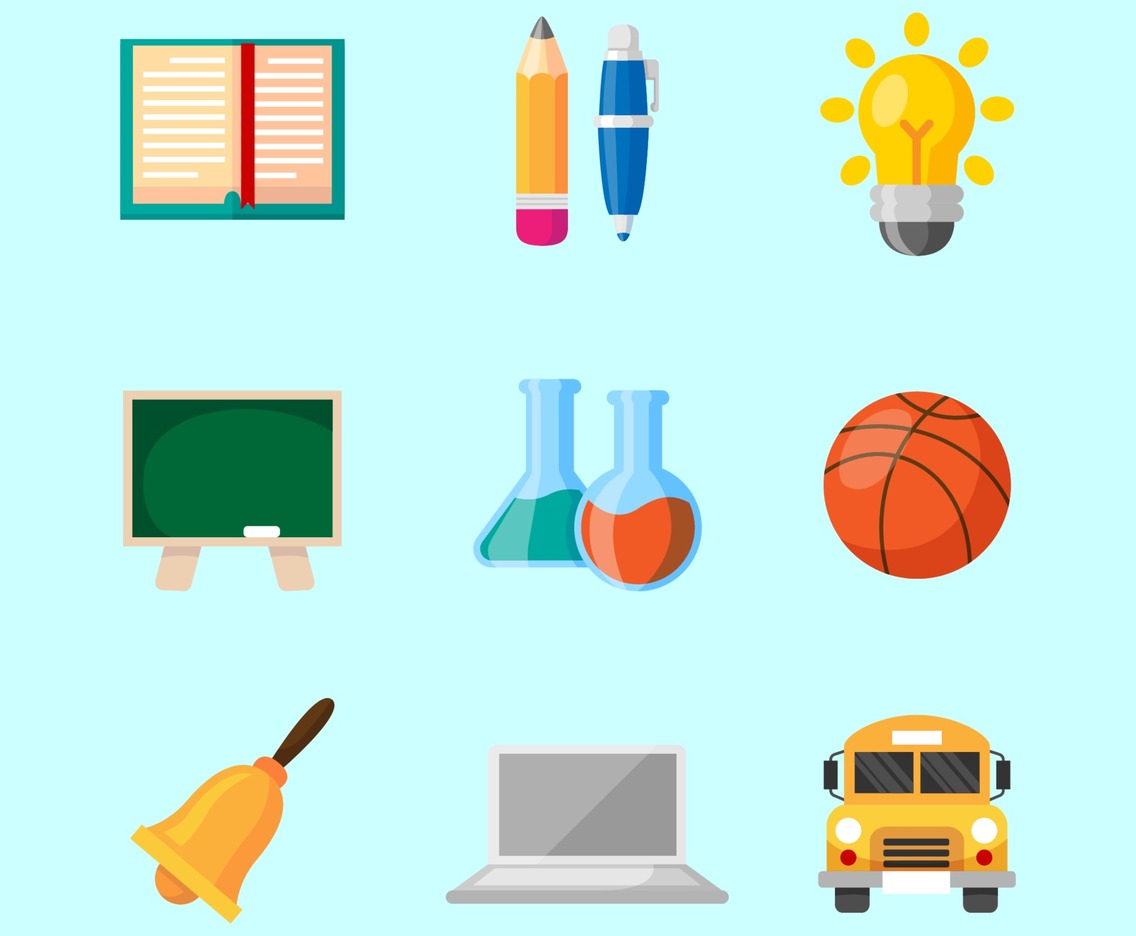 School Icon Collection in Flat Design
