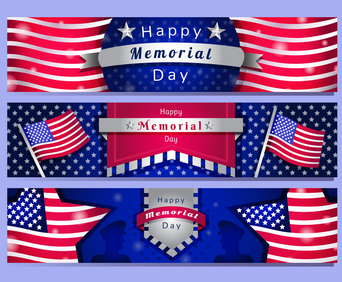 Happy Memorial Day Banner Set