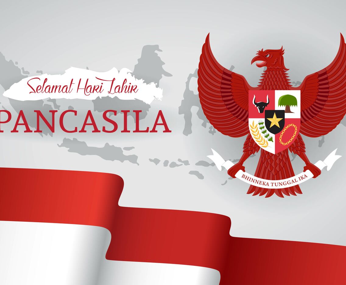 Hari Pancasila with Indonesia Map