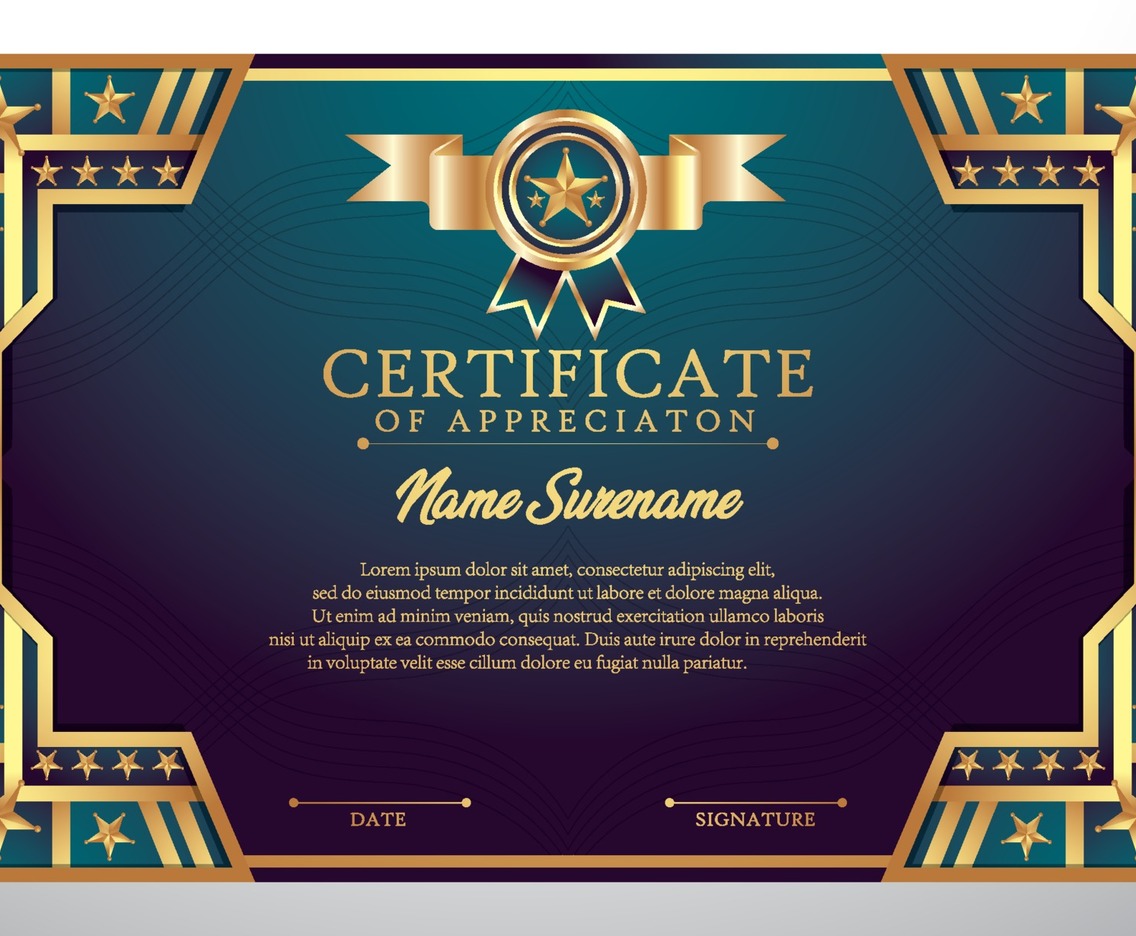Cetificate of Achievement Appreciation Concept