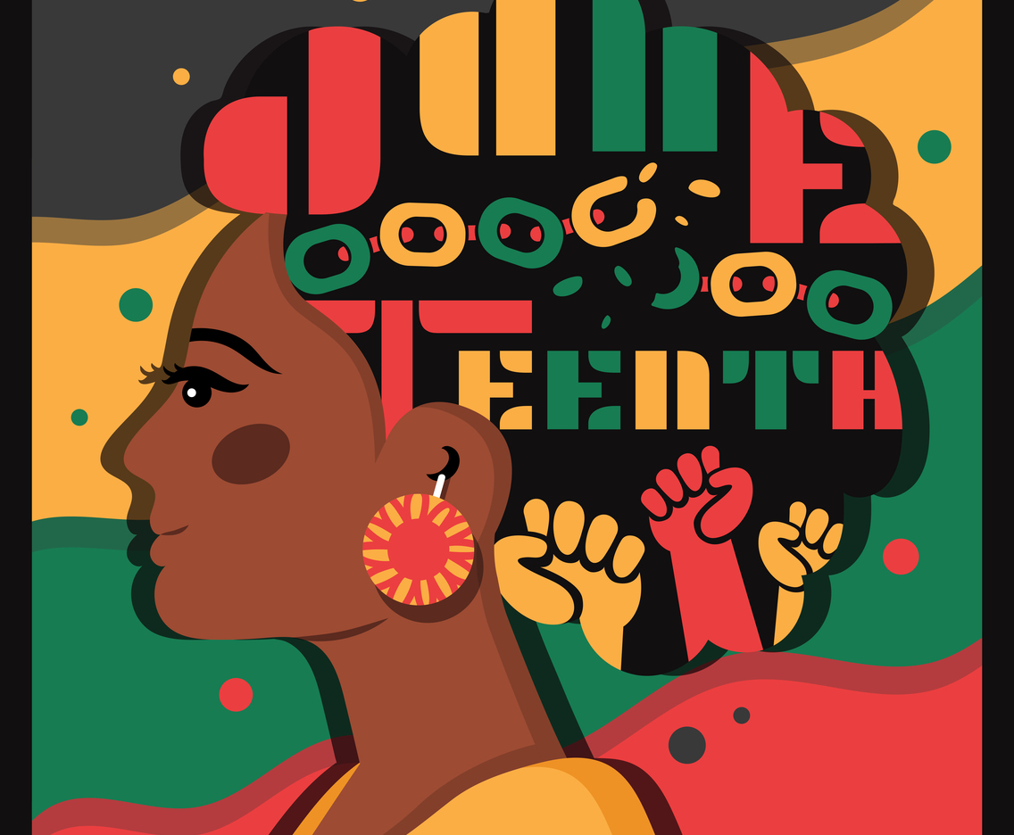 Juneteenth Typography in Afro Hair