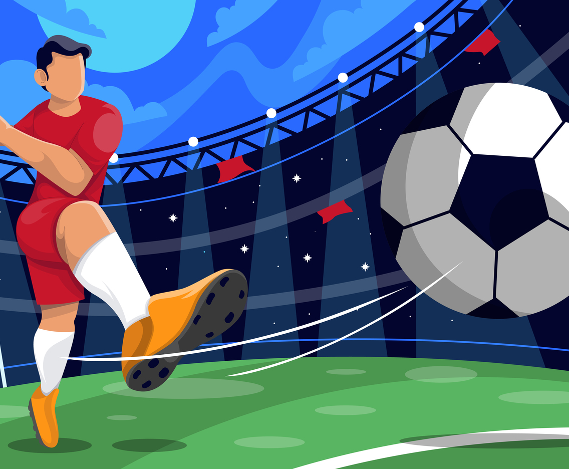 Football Player Kicking Ball