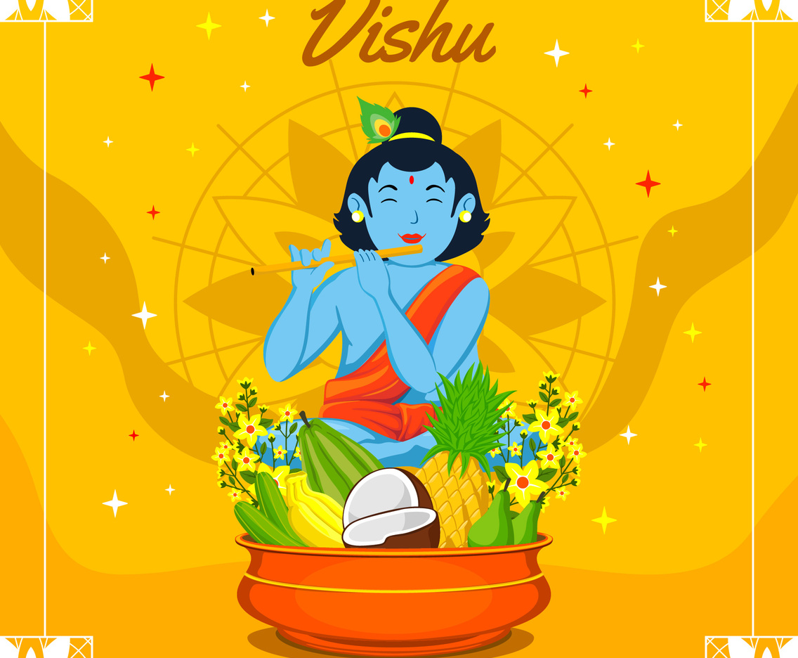 Happy Vishu Day with Yellow Color