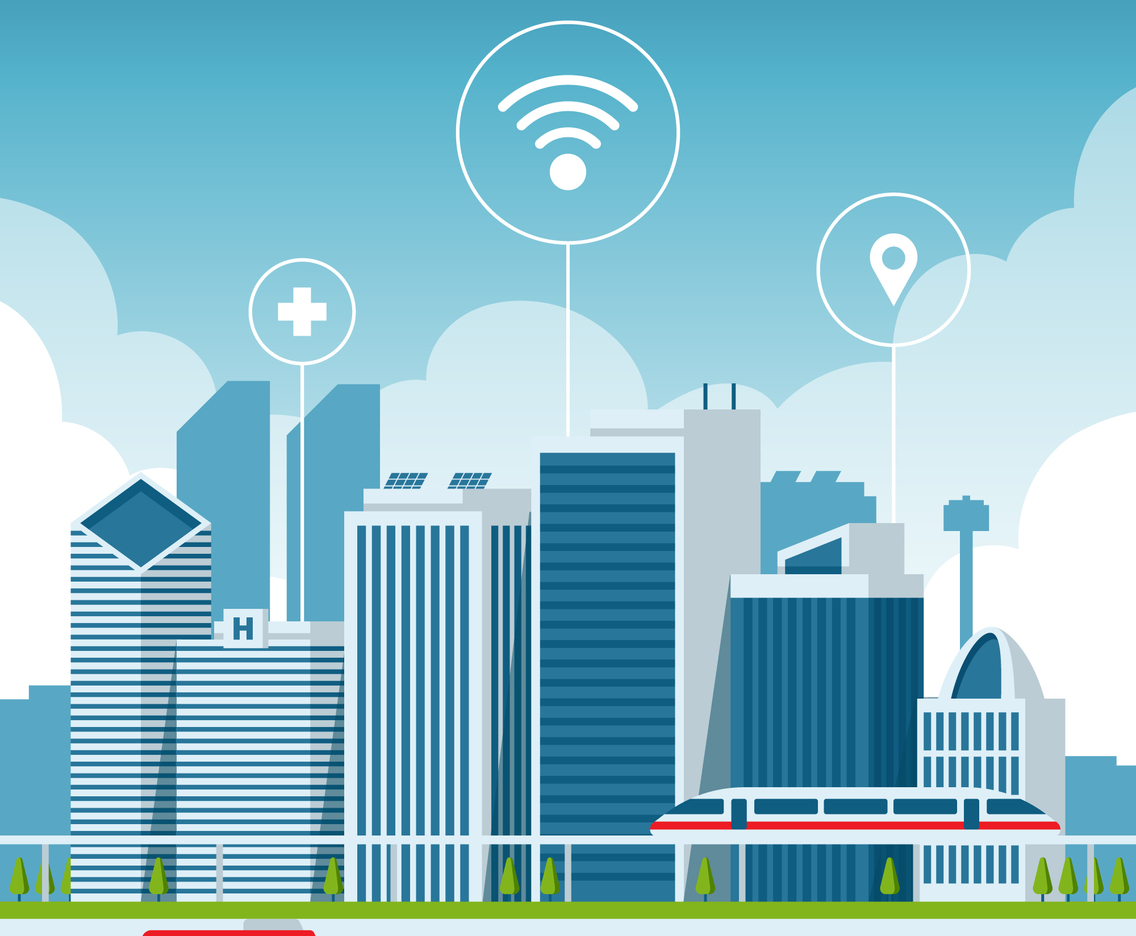 Smartcity Landscape with Technology Icon