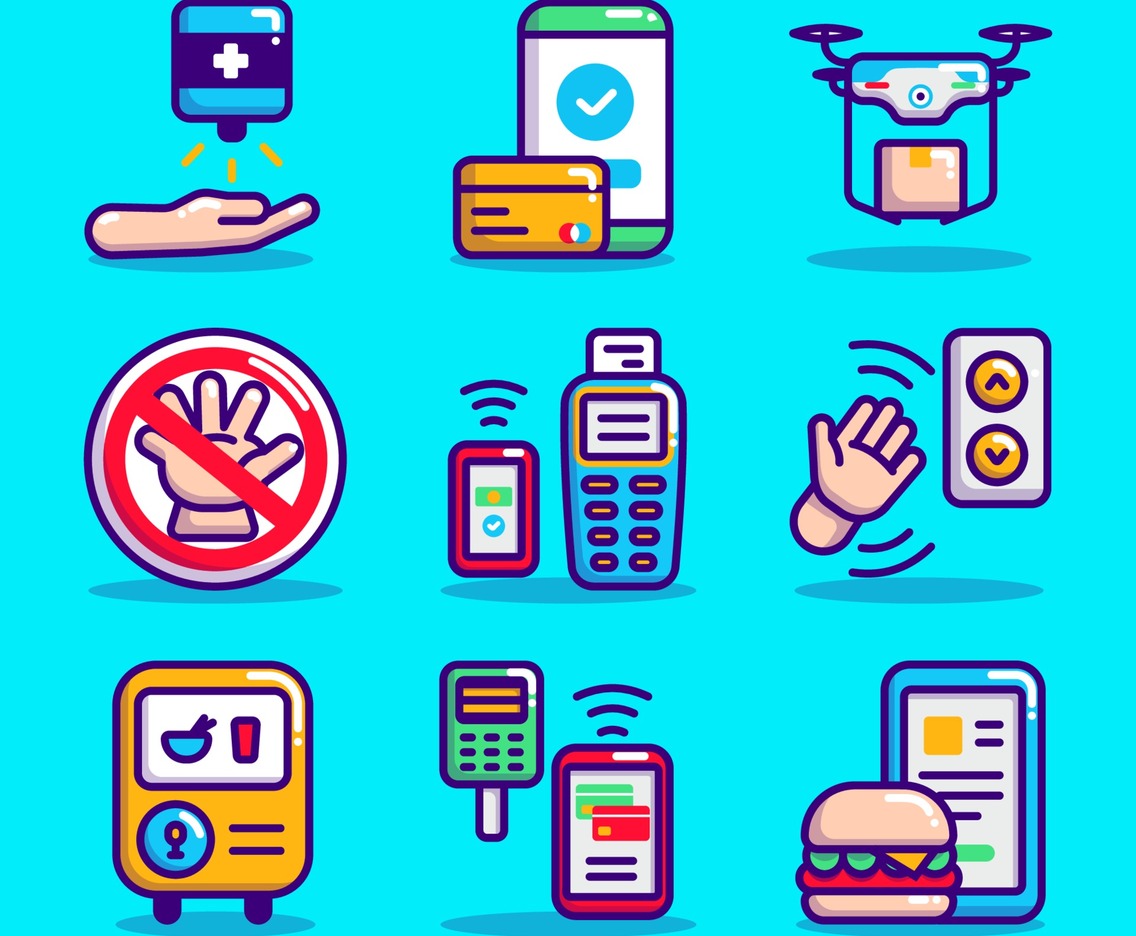 COVID 19 Supporting Technology Icon Set