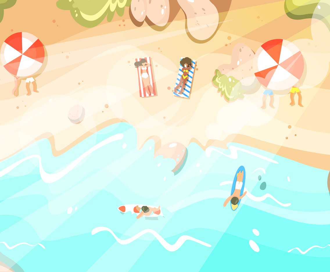 Summer Vacation People Relaxing on the Beach