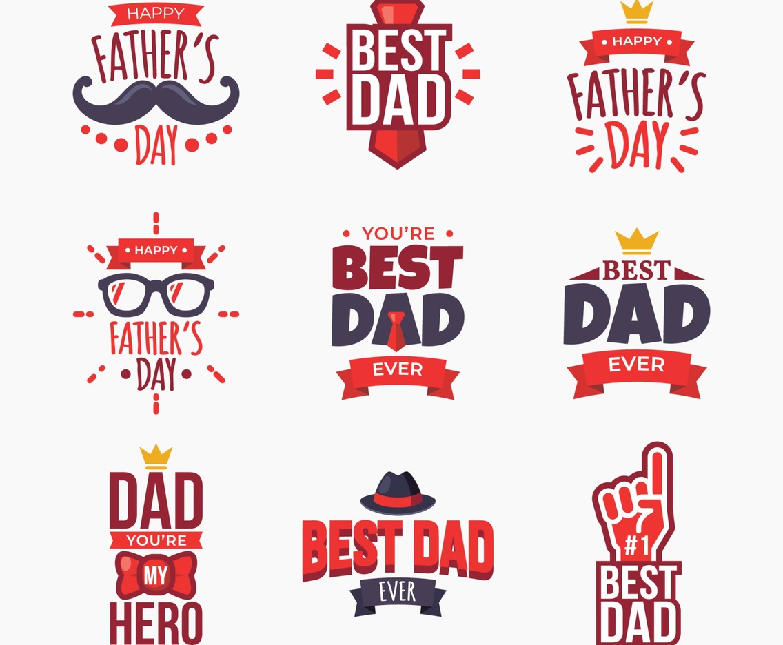 Set of Happy Fathers Day Badge