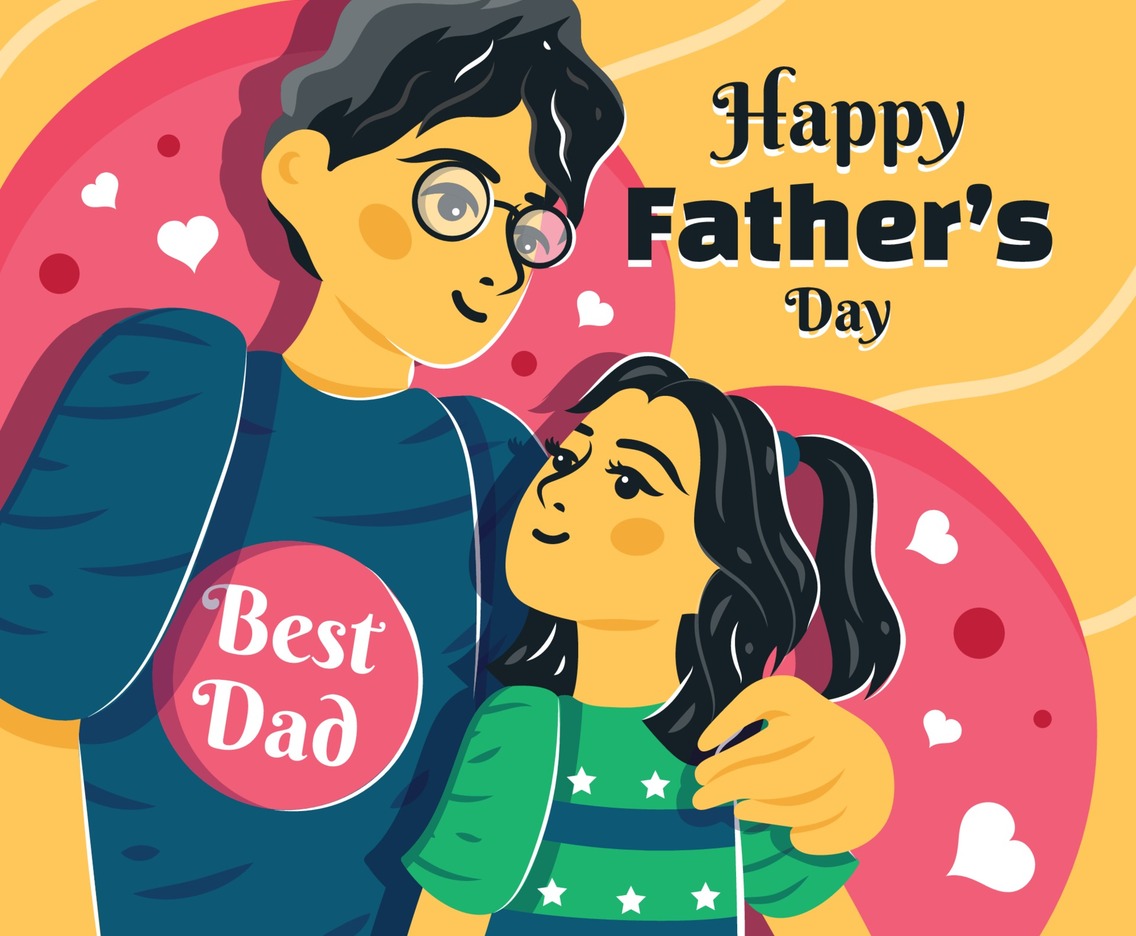 Father's Day Template Where Father Hug His Child