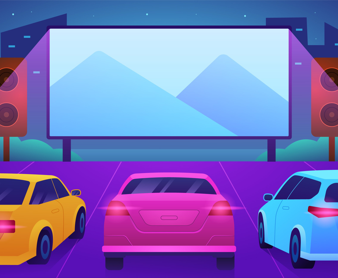Drive in Movie at Night Concept