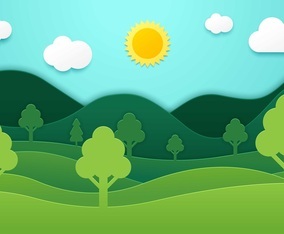 Earth Day Background in Paper Cut Style
