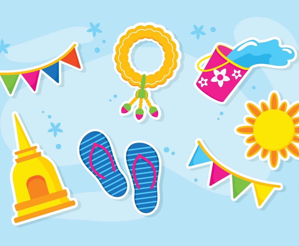 Songkran Water Festival Sticker Set