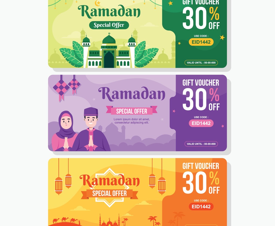 Colorful Voucher Design For Ramadan Sale