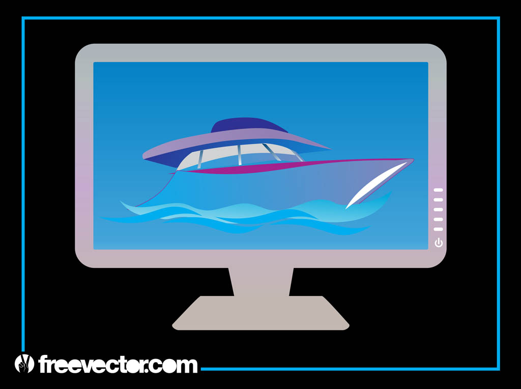 Yacht On Computer Monitor